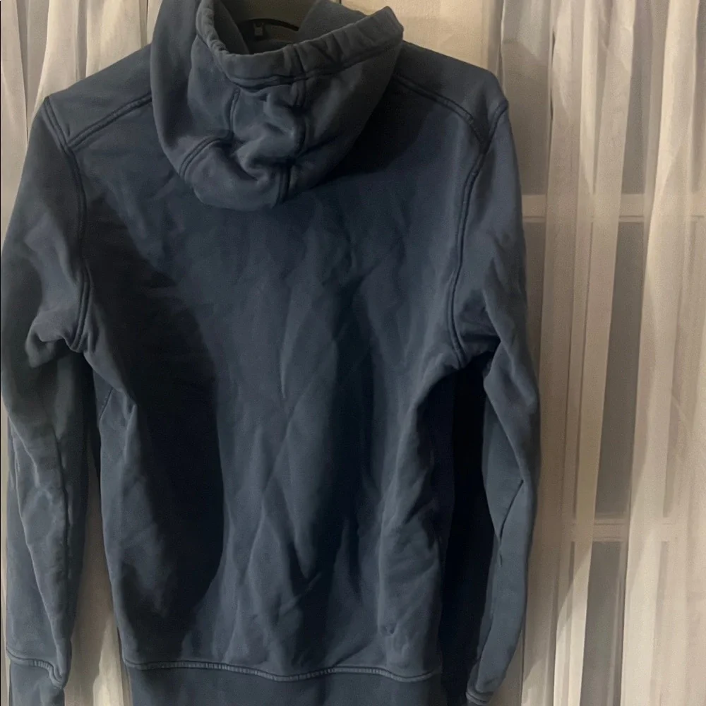 Stone Island Blue Cotton Pullover Hoodie with Logo Patch On sleeve Men’s Medium - Picture 14 of 14